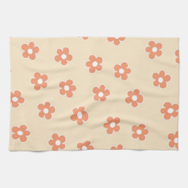 Paño De Cocina Retro Floral caprichoso y Naranja, alegre