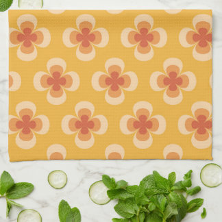Paño De Cocina Retro Geo 70s Groovy Flores en Ámbar