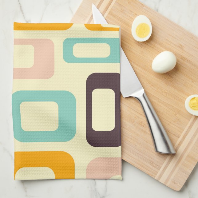 Paño De Cocina Retro geometric pattern in light beige background (Doblado Cuarto)