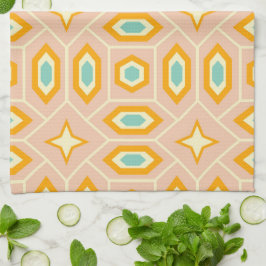 Paño De Cocina Retro geometric pattern with hexagons and stars
