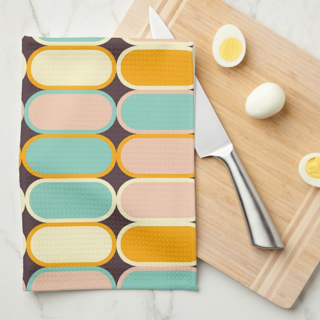 Paño De Cocina Retro geometric pattern with vertical ovals (Doblado Cuarto)