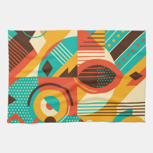 Paño De Cocina Retro geométrico colorido: abstracción vintage.