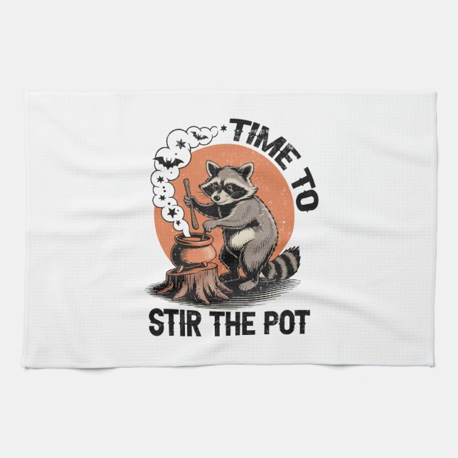Paño De Cocina Retro Halloween Feral Time to Stir The Pot (Horizontal)