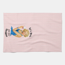 Paño De Cocina Retro Housewife Wine Pink Stripe