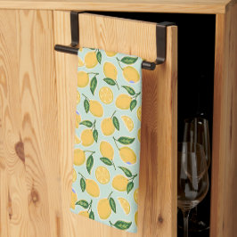 Paño De Cocina Retro Lemon Slices en verde menta