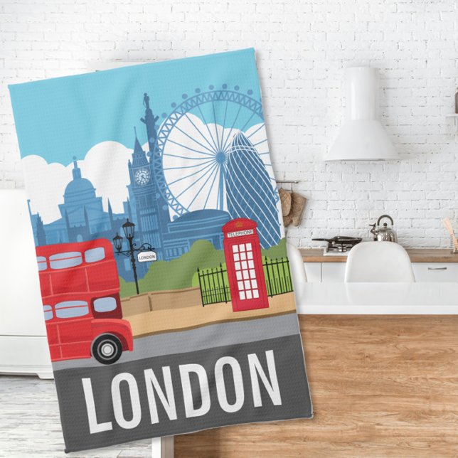 Paño De Cocina Retro London Tea Towel – Iconic Landmarks (Subido por el creador)
