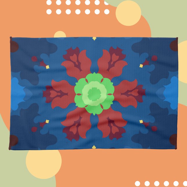 Paño De Cocina Retro Mandala Azul Rojo y Verde (Subido por el creador)