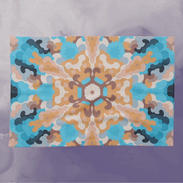 Paño De Cocina Retro Mandala Azul y Naranja (Subido por el creador)