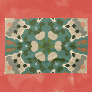 Paño De Cocina Retro Mandala Green Brown y Naranja