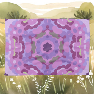 Paño De Cocina Retro Mandala Púrpura Rosa y Azul