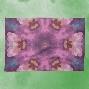 Paño De Cocina Retro Mandala Púrpura Rosa y Naranja