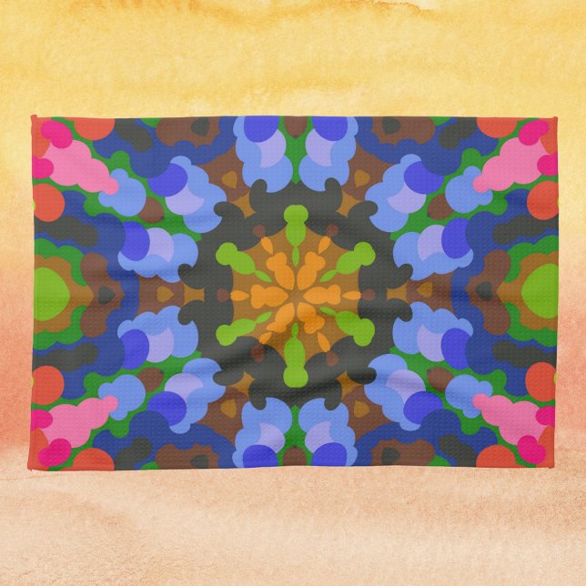 Paño De Cocina Retro Mandala Verde Azul y rosa (Subido por el creador)
