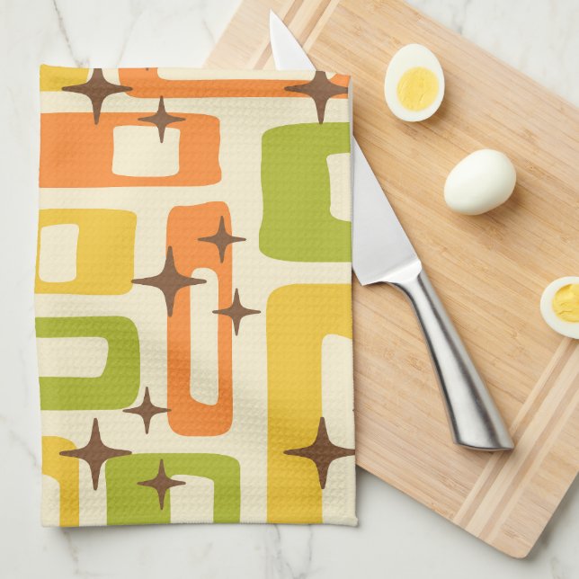Paño De Cocina Retro Mid Century Modern Abstract Pattern (Doblado Cuarto)
