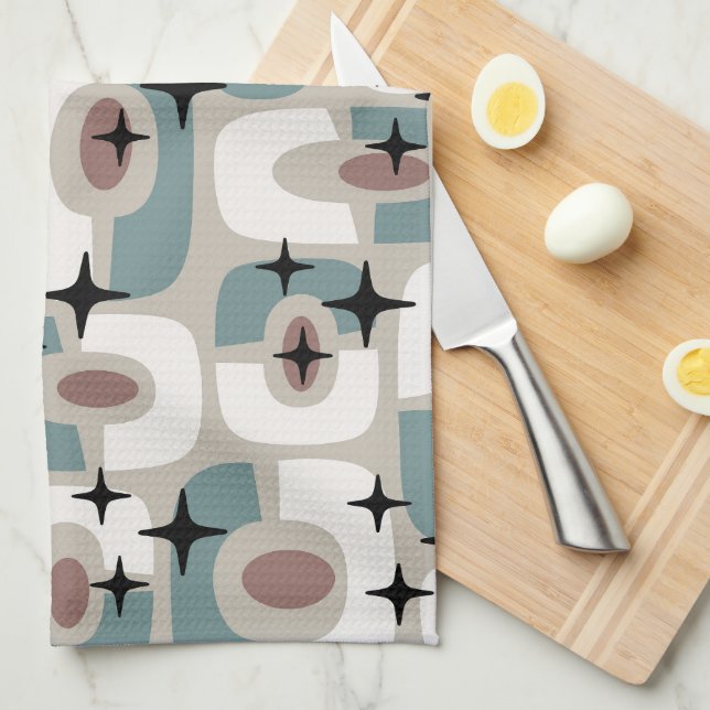 Paño De Cocina Retro Mid Century Modern Cosmic Abstract Pattern (Doblado Cuarto)