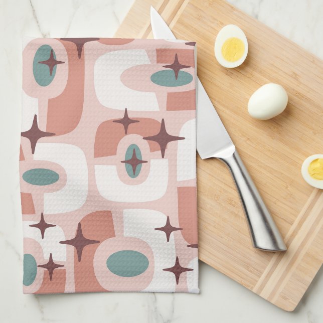 Paño De Cocina Retro Mid Century Modern Cosmic Abstract Pattern (Doblado Cuarto)