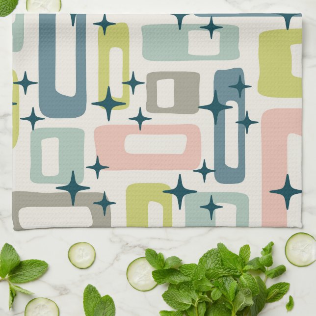 Paño De Cocina Retro Mid Century Moderno (Doblado)