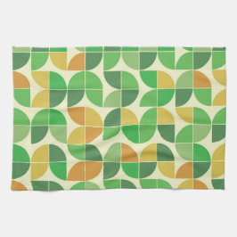 Paño De Cocina Retro Mid del siglo Geométrico floral verde