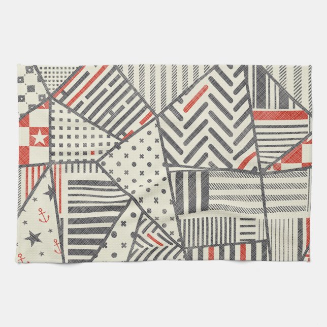 Paño De Cocina Retro Patchwork: Resumen de diseño geométrico (Horizontal)