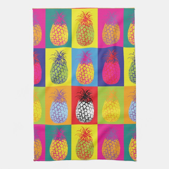 Paño De Cocina Retro Piña Pop Art Brillante Negrita Impresión de  (Vertical)