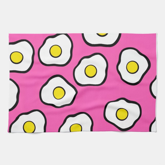 Paño De Cocina Retro pink egg towel (Horizontal)