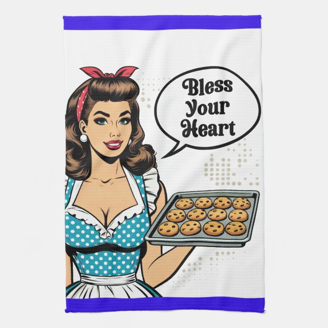 Paño De Cocina Retro Pinup_ Bendice tu corazón (Vertical)