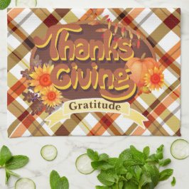 Paño De Cocina Retro Plaid de Acción de Gracias