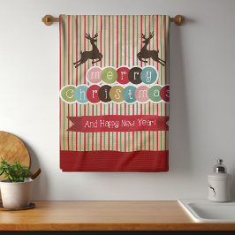 Paño De Cocina Retro reno Feliz Navidad Feliz Año Nuevo