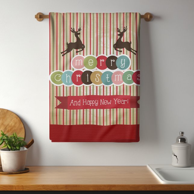 Paño De Cocina Retro reno Feliz Navidad Feliz Año Nuevo (Subido por el creador)