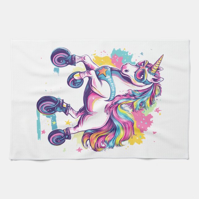 Paño De Cocina Retro Roller Skate Unicorn (1) (Horizontal)