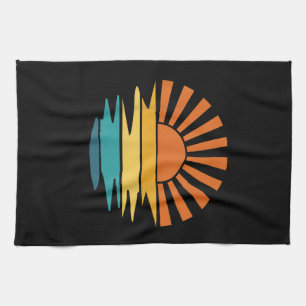 Paño De Cocina Retro Sunset Rays Wavy Vintage Retro Sunshine Sun