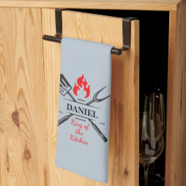 Paño De Cocina Rey de la Cocina Personalizable Azul Gris Niebla