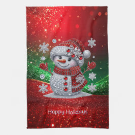 Paño De Cocina Rhinestones Snowman Holiday Kitchen Towel