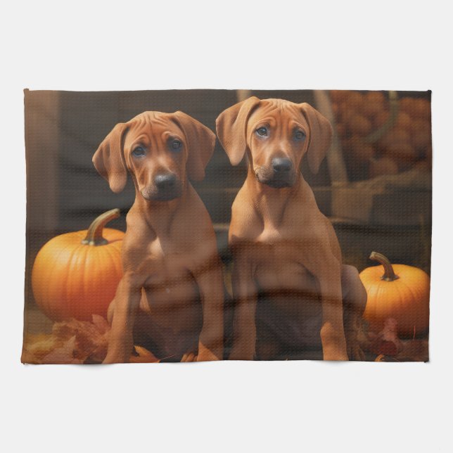 Paño De Cocina Rhodesia Ridgeback Puppy Calabaza deslumbrante de  (Horizontal)