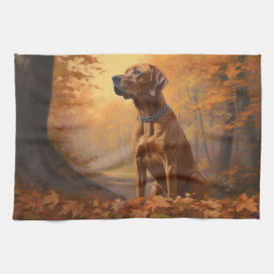 Paño De Cocina Rhodesian Ridgeback en Otoño Las Hojas Caídas Ins
