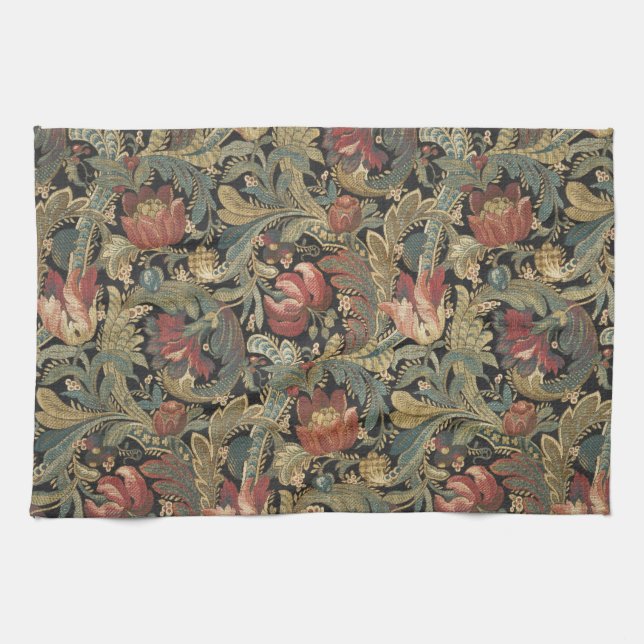 Paño De Cocina Rich Floral Tapestry Brocade Antiguo Clásico (Horizontal)