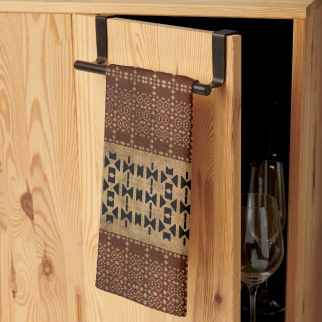 Paño De Cocina Ricos trapos marrones tribales (Pliegue de tercios)