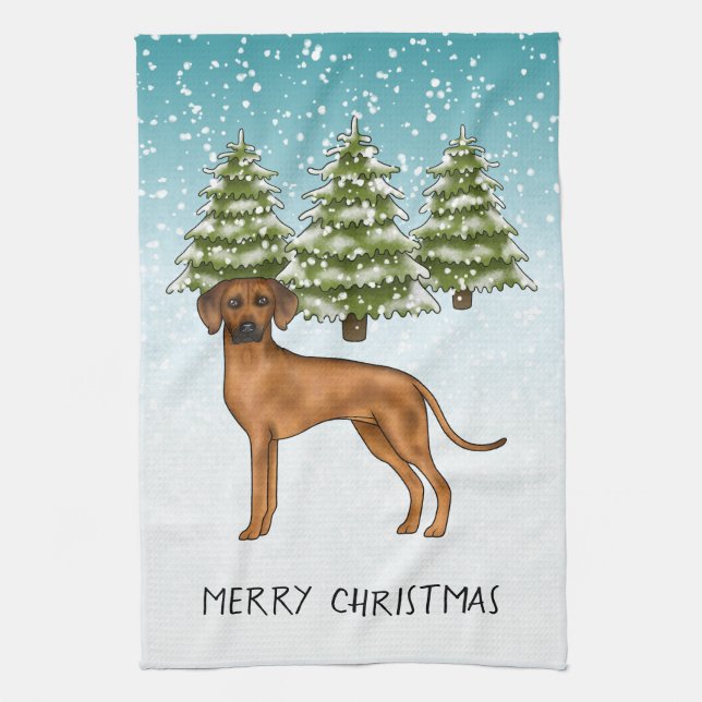 Paño De Cocina Ridgeback Rodesiano Perro León Snowy Bosque de Inv (Vertical)