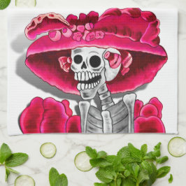 Paño De Cocina Ríe mujer esqueleto en Red Bonnet