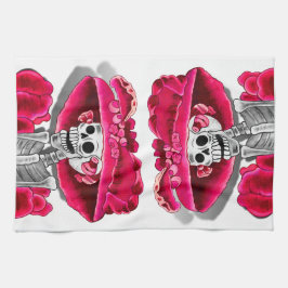 Paño De Cocina Ríe mujer esqueleto en Red Bonnet