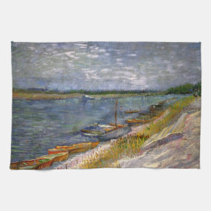 Paño De Cocina Río con botes de remo por Vincent van Gogh