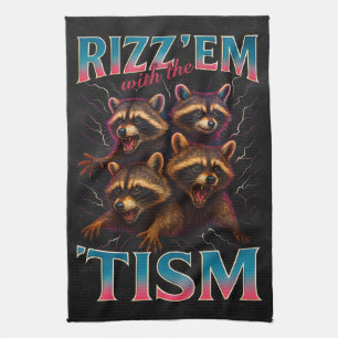 Paño De Cocina Rizz Em con el meme de Tism Autismo Mapache Divert