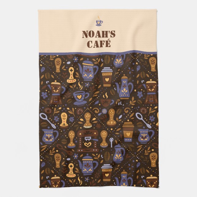 Paño De Cocina Roastery botanicals & tools — cocoa, caramel (Vertical)