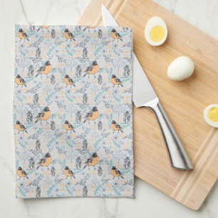Paño De Cocina Robin Bird Mama Baby Summer Flowers