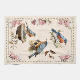 Paño De Cocina Robin Bird Peach Damask