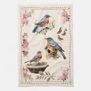 Paño De Cocina Robin Bird Peach Damask