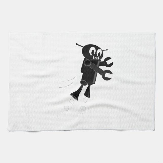 Paño De Cocina Robot volador negro (Horizontal)