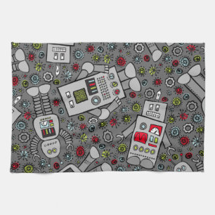 Paño De Cocina Robots retro
