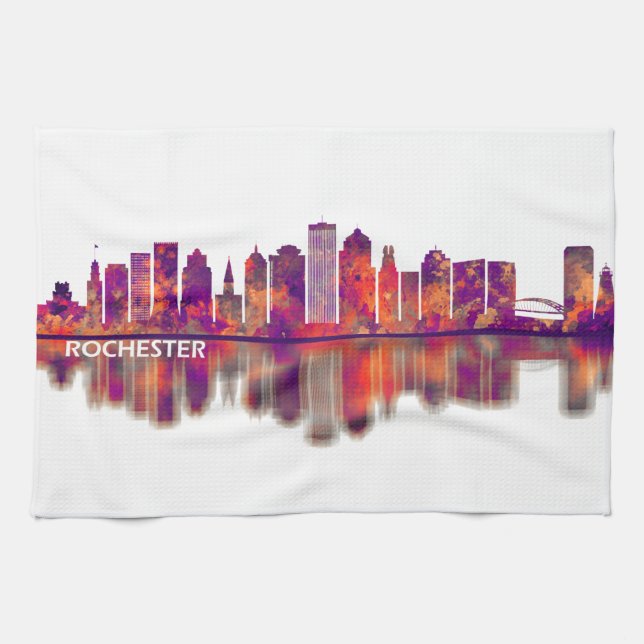 Paño De Cocina Rochester New York Skyline (Horizontal)