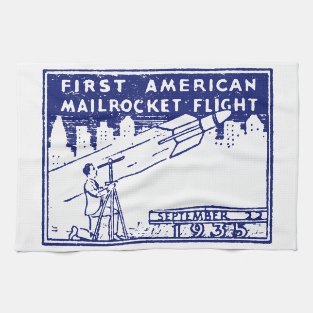 Paño De Cocina Rocket Mail de Estados Unidos 1935 (Horizontal)