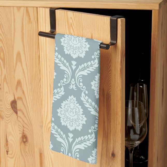 Paño De Cocina Rococo Damask Pattern Duck Egg Blue+Teal (Pliegue de tercios)
